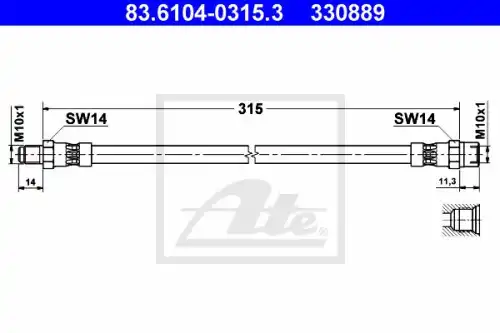 шланг торм. задн.!\ BMW E61 04-10 83.6104-0315.3 ATE