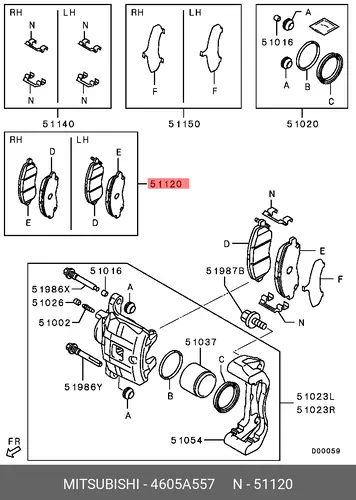 Тормозные колодки дисковые MITSUBISHI 4605A557