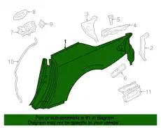 Quarter Panel Assembly !Left \13>20 MB SL 450 3.0L V6 231 630 09 00
