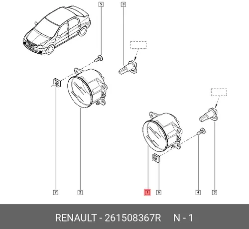 Фара противотуманная RENAULT 261508367R