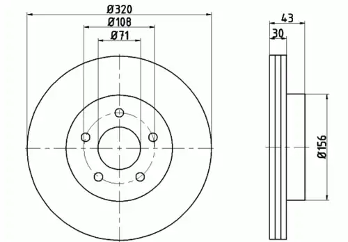 Тормозной диск MINTEX MDC1803 вентилируемый , передняя ось