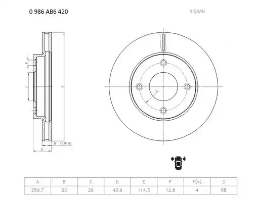 Тормозной диск BOSCH 0 986 AB6 420