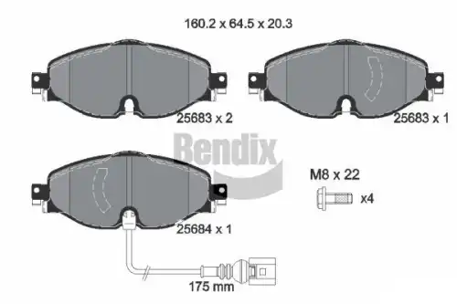 Тормозные колодки дисковые передняя ось BENDIX BPD1016