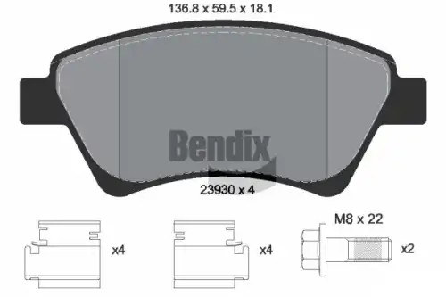 Тормозные колодки дисковые передняя ось BENDIX BPD1064