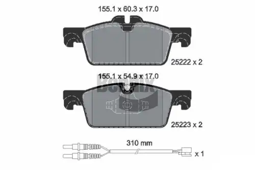Тормозные колодки дисковые передняя ось BENDIX BPD1125