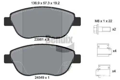 Тормозные колодки дисковые передняя ось BENDIX BPD1145