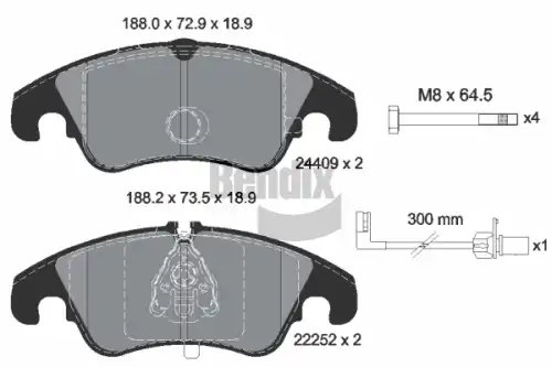 Тормозные колодки дисковые передняя ось BENDIX BPD1201