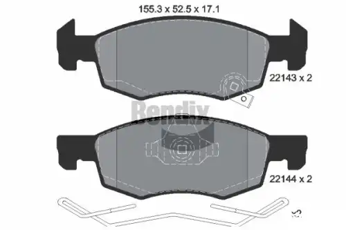 Тормозные колодки дисковые передняя ось BENDIX BPD1209