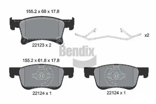 Тормозные колодки дисковые передняя ось BENDIX BPD1277