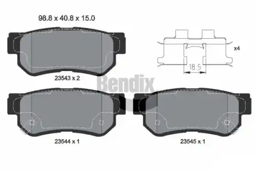 Тормозные колодки дисковые задняя ось BENDIX BPD1386