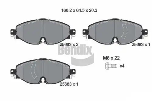 Тормозные колодки дисковые передняя ось BENDIX BPD1388