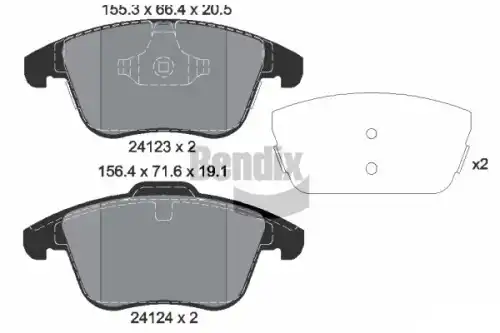 Тормозные колодки дисковые передняя ось BENDIX BPD1404