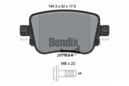 Тормозные колодки дисковые задняя ось BENDIX BPD1511