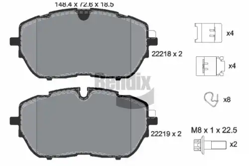 Тормозные колодки дисковые передняя ось BENDIX BPD1542