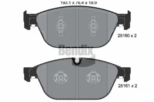 Тормозные колодки дисковые передняя ось BENDIX BPD1545