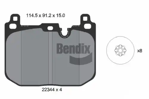 Тормозные колодки дисковые передняя ось BENDIX BPD1558