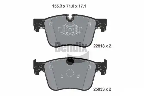 Тормозные колодки дисковые передняя ось BENDIX BPD1573
