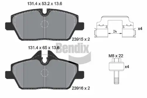 Тормозные колодки дисковые передняя ось BENDIX BPD1602