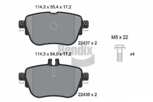 Тормозные колодки дисковые задняя ось BENDIX BPD1625
