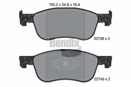Тормозные колодки дисковые передняя ось BENDIX BPD1631