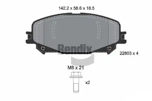 Тормозные колодки дисковые передняя ось BENDIX BPD1634