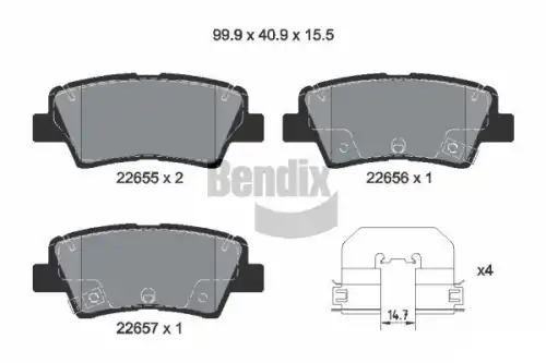 Тормозные колодки дисковые задняя ось BENDIX BPD1635
