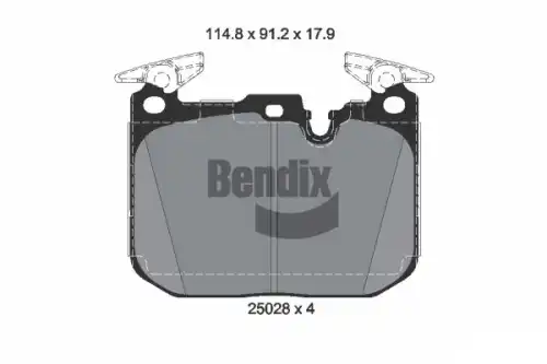 Тормозные колодки дисковые передняя ось BENDIX BPD1643