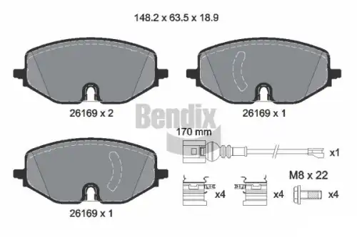 Тормозные колодки дисковые передняя ось BENDIX BPD1660