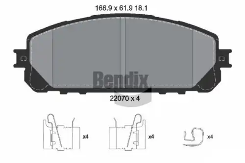 Тормозные колодки дисковые передняя ось BENDIX BPD1871