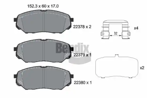 Тормозные колодки дисковые передняя ось BENDIX BPD1886