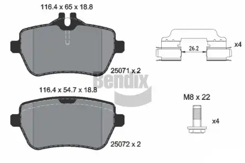 Тормозные колодки дисковые задняя ось BENDIX BPD2221