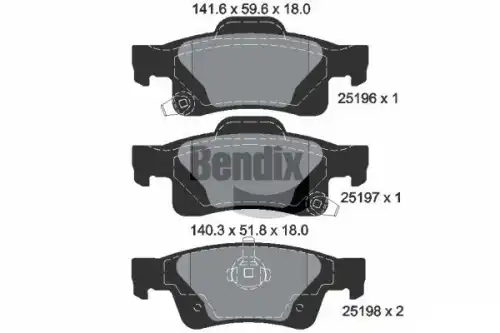Тормозные колодки дисковые задняя ось BENDIX BPD2234