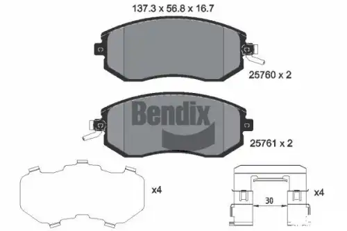 Тормозные колодки дисковые передняя ось BENDIX BPD2267