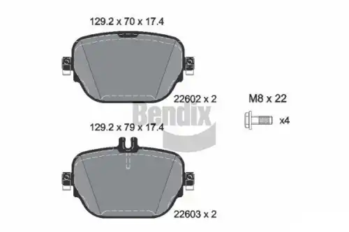 Тормозные колодки дисковые задняя ось BENDIX BPD2319