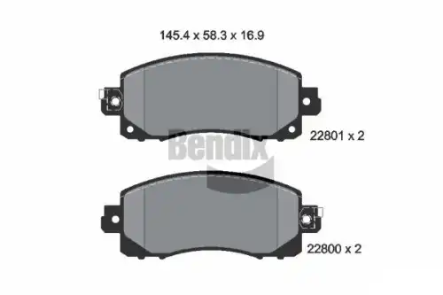 Тормозные колодки дисковые передняя ось BENDIX BPD2322