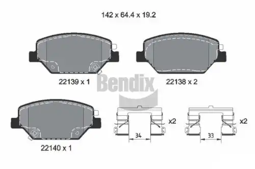Тормозные колодки дисковые передняя ось BENDIX BPD2326