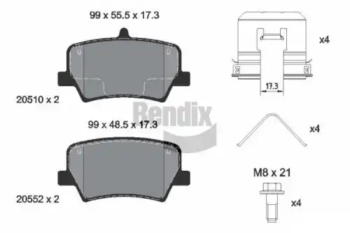 Тормозные колодки дисковые задняя ось BENDIX BPD2334
