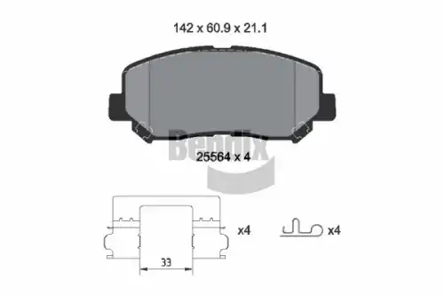 Тормозные колодки дисковые передняя ось BENDIX BPD2337