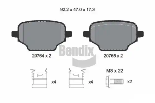 Тормозные колодки дисковые задняя ось BENDIX BPD2339