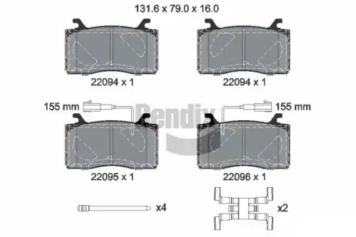 Тормозные колодки дисковые передняя ось BENDIX BPD2353