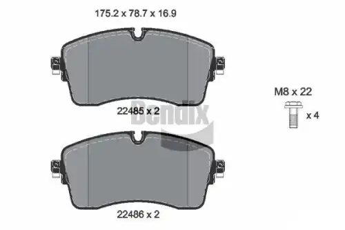 Тормозные колодки дисковые передняя ось BENDIX BPD2356