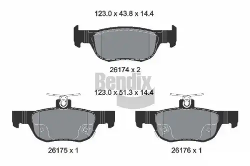 Тормозные колодки дисковые задняя ось BENDIX BPD2363