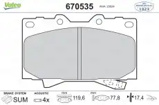 Тормозные колодки дисковые VALEO 670535