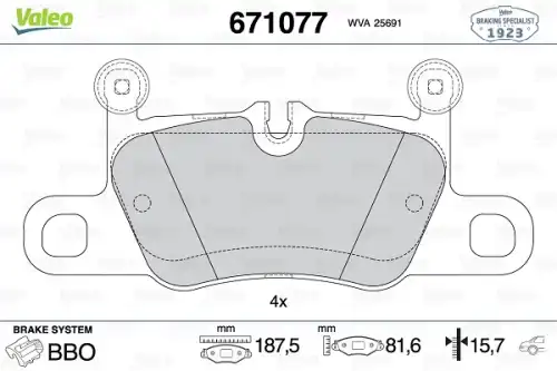 Тормозные колодки дисковые VALEO 671077