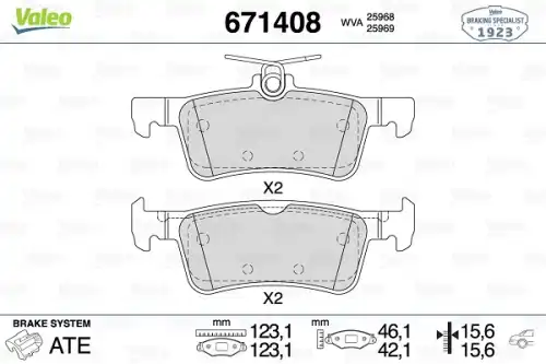 Тормозные колодки дисковые VALEO 671408