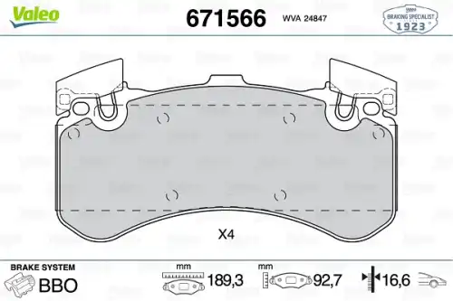 Тормозные колодки дисковые VALEO 671566