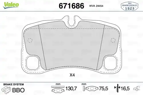 Тормозные колодки дисковые VALEO 671686