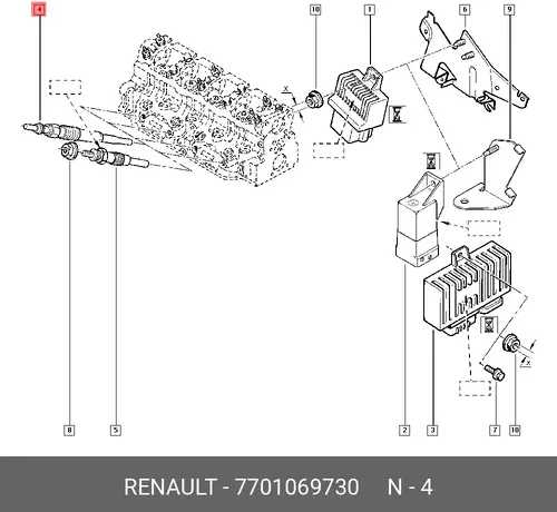 Свеча накаливания RENAULT 77 01 069 730