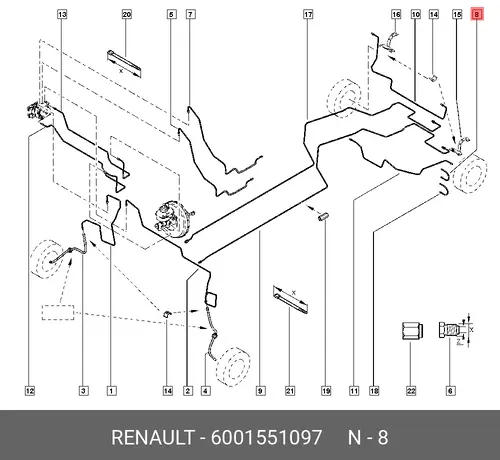 шланг тормозной! задний\ Renault Duster 6001551097