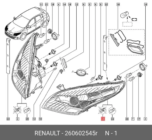 Фара RENAULT 260602545R